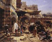 Gustav Bauernfeind Market in Jaffa USA oil painting artist